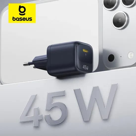 베이스어스 45W GaN 충전기 아이폰 17 16 15 프로 맥스 삼성 갤럭시 고속 충전기 USB C