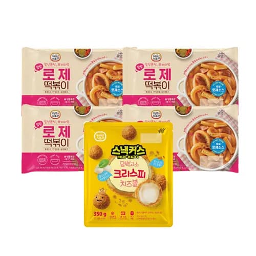 쉐프스토리 로제떡볶이 250g x 4팩 + 단백고소 크리스피치즈볼 350g