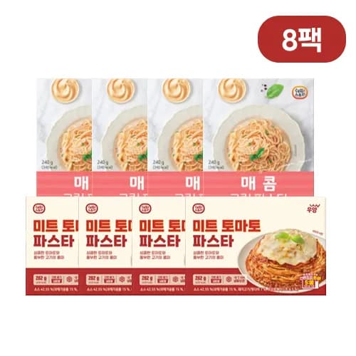 쉐프스토리 매콤크림파스타 240g x 4팩 + 미트토마토파스타 282g x 4팩