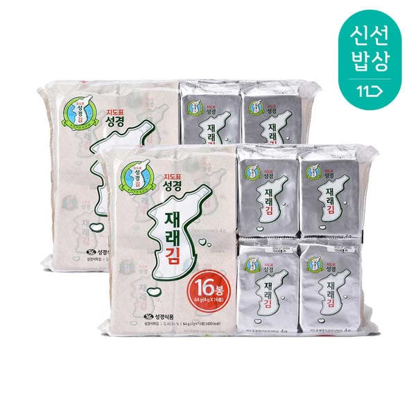 지도표 성경김 재래 식탁김 4g 16봉+16봉 (10,950원/무료)
