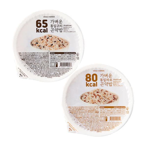 슬로우래빗 65kcal 가벼운 통밀귀리 곤약밥 130g 20개 (28,870원/무료)