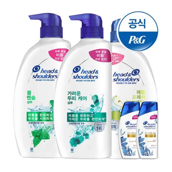 티맴할인 헤드앤숄더 샴푸/트리트먼트 850ml,800ml 3개 + 미니샴푸 2개 (23,500원/무료)