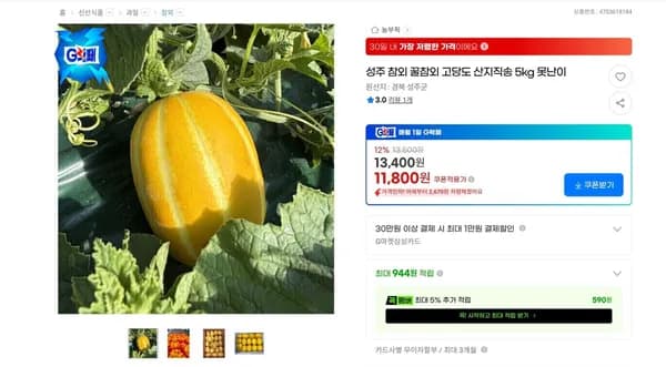 못난이 성주참외 꿀참외 5kg 외 다양