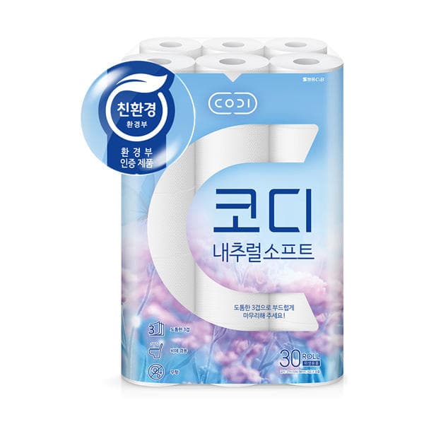 디 내추럴 소프트 3겹 27m 30롤, 1개 (9900원,무료배송)