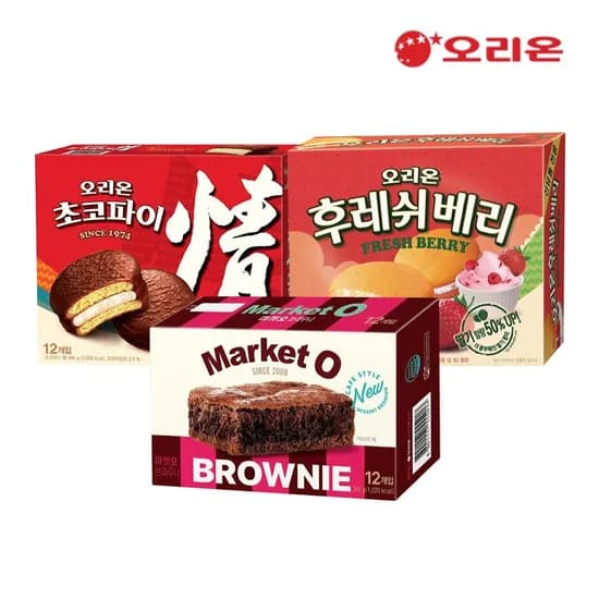 롯데온] 오리온 초코파이 12P + 후레쉬베리 12P + 브라우니 12P (토스11,930원) (무료)