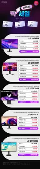 게이밍모니터 27GS65F 27GP750 OLED모니터 27GX700A 24인치 게이밍모니터 24G411A 외 다양
