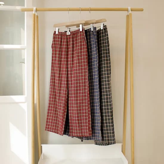하성민기업 기모 순면 체크 파자마 바지 8,900원