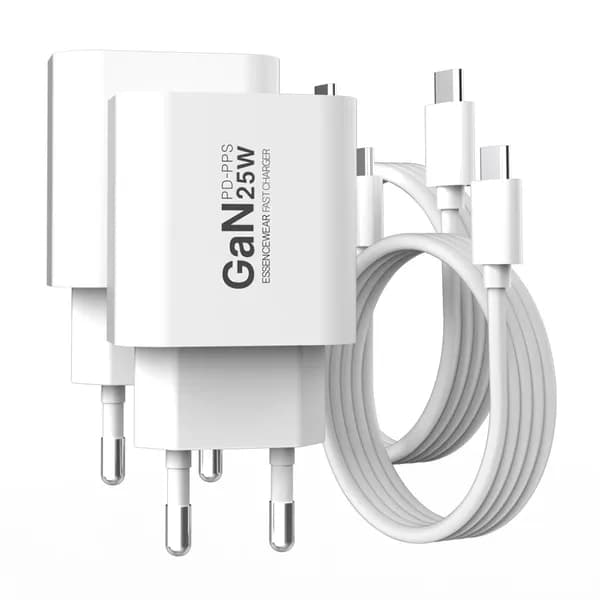 에센스웨어 PPS GaN C타입 25W 초고속 충전기 C to C 60W 1M 케이블 2세트