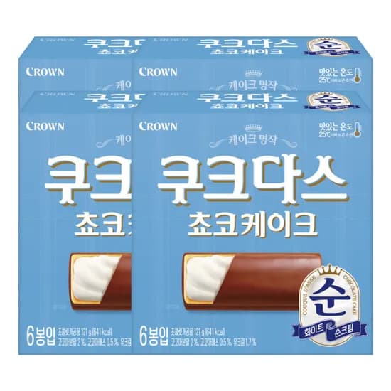크라운 쿠크다스 쵸코케이크 121G 4개 +RPET 리유저블백 증정