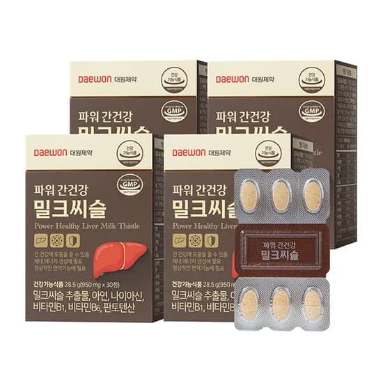 하루특가) 대원제약 파워간건강 밀크씨슬, 30정, 4박스