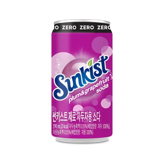 오늘만특가) 썬키스트, 제로 자두자몽소다, 190ml, 30개