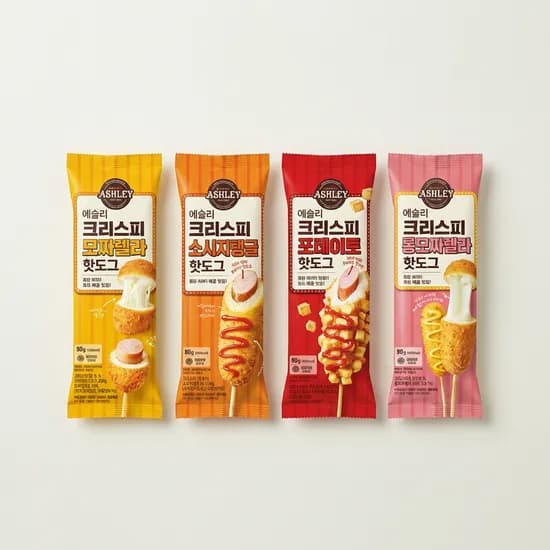 PICK) 애슐리 크리스피 핫도그 4종, 80g, 8개입, 1세트