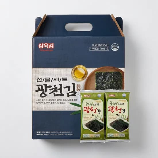 하루특가) 삼육김 들기름으로 구운 광천김 선물세트 3호, 11g, 12봉, 1박스