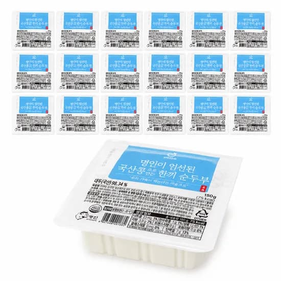 하루특가) 한둘 엄선된 국산콩으로 만든 한끼 순두부, 150g, 18팩