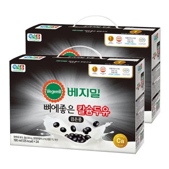 베지밀 뼈에좋은 칼슘 검은콩 두유 190ml 48팩 선물세트
