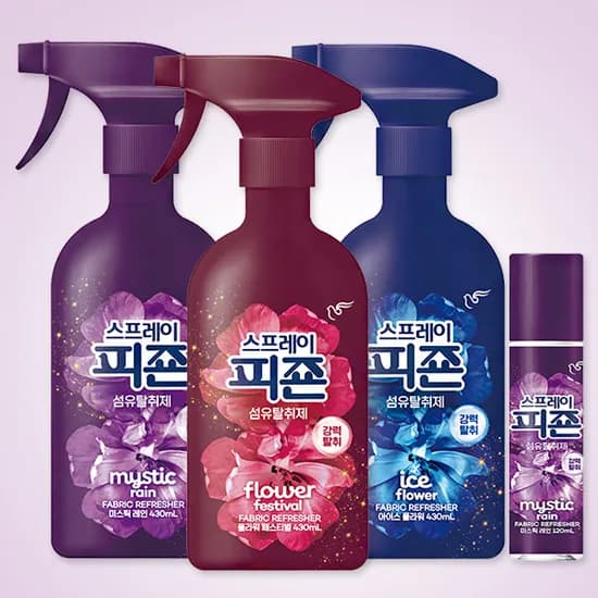 하루특가) 피죤 스프레이 섬유탈취제, 미스틱레인 430ml 1개 + 플라워페스티벌 430ml 1개 + 아이스플라워 430ml 1개, 3개