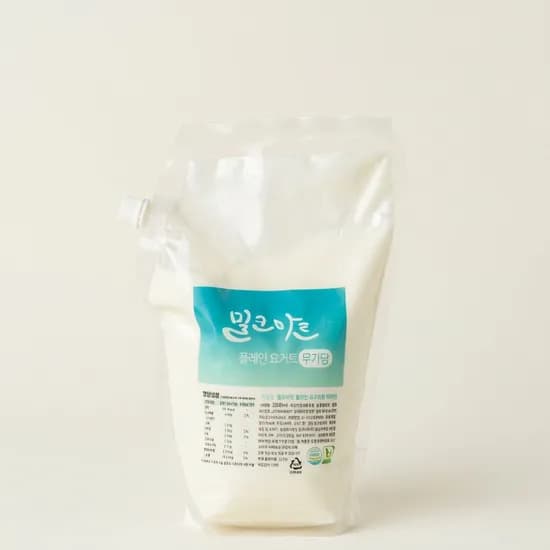 하루특가) 밀크아트 플레인 요구르트, 무가당, 1L, 2개