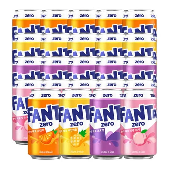 환타 제로 오렌지+파인+포도+피치 350ml 4종 6입 (총 24캔) + 조앤프렌즈 키캡키링