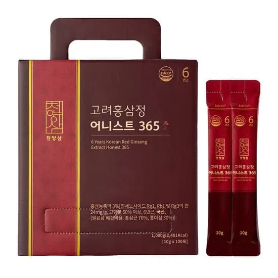 천양삼 6년근 고려홍삼정 어니스트 365 홍삼스틱 10gx100포 진세노사이드 24mg/g(홍삼농축액)