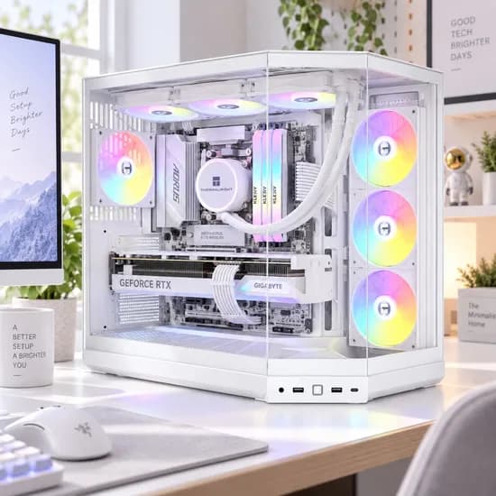 HYTE Y50 스노우 화이트 감성 반본체PC 7800X3D 32G