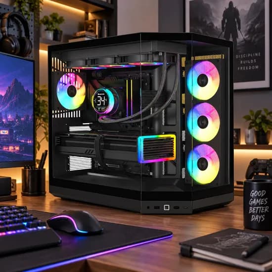 HYTE Y50 피치블랙 반본체PC 9800X3D 32GB NON GPU
