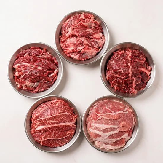 하루특가) 맛춤상회 소고기 모둠 200g 5팩 세트, 갈비살, 200g, 1개 + 토시살, 200g, 1개 + 살치살, 200g, 1개 + 부채살, 200g, 1개 + 우삼겹, 200g, 1개