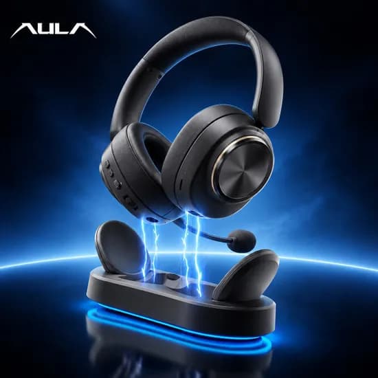AULA 독거미 G7 Pro V2 게이밍 무선 헤드셋 3모드 블루투스 AI 헤드폰 노이즈캔슬링 충전독포함 2000mah 49,680원