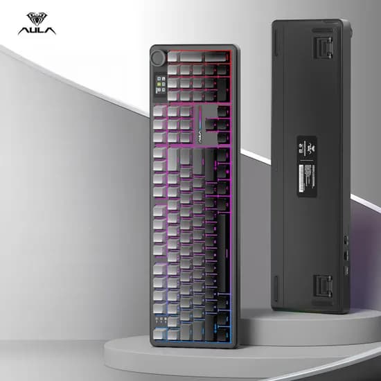 AULA 독거미 F108 pro 저소음 솜사탕축 기계식 키보드 블랙 8000mah