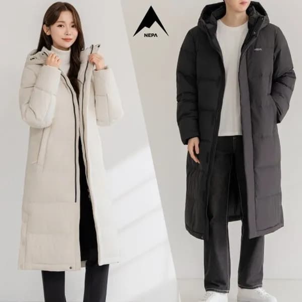 공용 에센셜 헤비 덕 롱다운 벤치파카