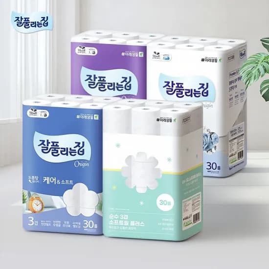 잘풀리는집 순수클로버 천연펄프 화장지 27m x 30롤 x 2팩
