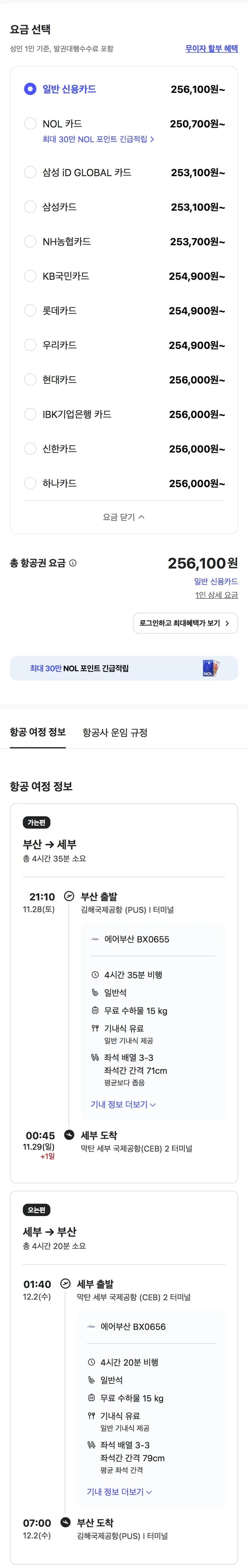 11.28 ~ 12.02 부산 세부 왕복 항공권