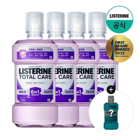 리스테린 토탈케어 750ml 4개입+쿨민트 100ml 2개 증정