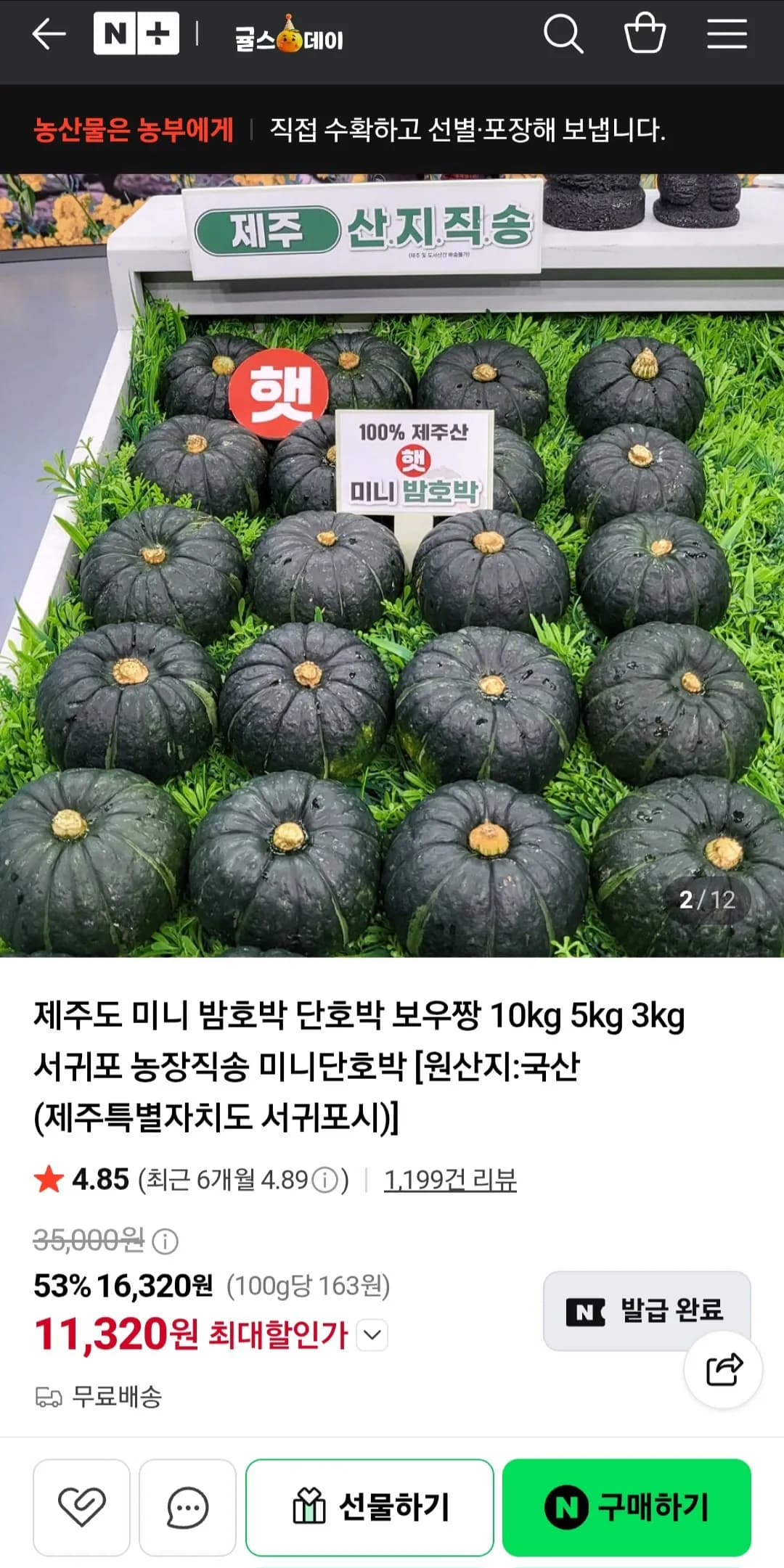 제주 미니 밤호박 혼합과 3kg
