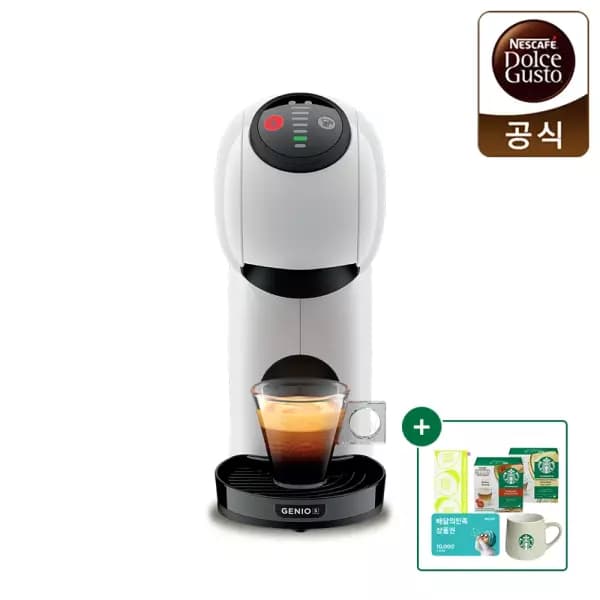 돌체구스토 캡슐 커피머신 지니오S 베이직 화이트(+배민+랜덤캡슐+머그+플레이타월) 티멤버십
