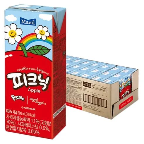 피크닉 사과맛 음료 200ml 24개