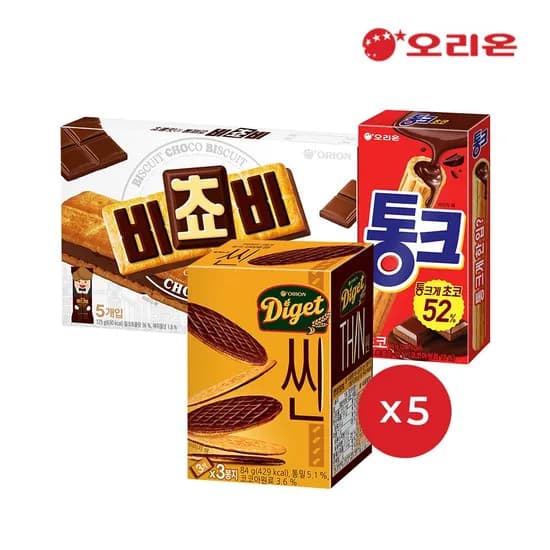 비쵸비 125g 5개 + 통크 45g 5개 + 다이제씬 84g 5개