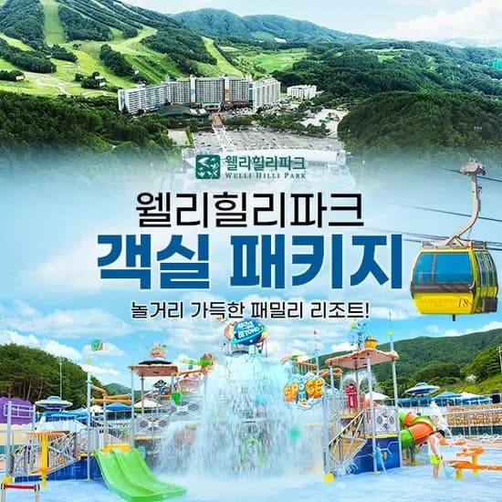 웰리힐리파크 2인 1박 패키지 (워터파크or자연차림+액티비티)