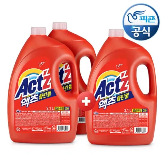 액츠 클린젤 겸용 액체세제 3.1L 2+1