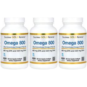 CGN 오메가3 800 피쉬오일 EPA/DHA 80% 90정 3통 해외직구