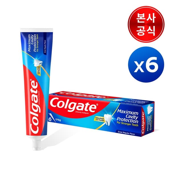 콜게이트 캐비티 프로텍션 불소치약 레귤러/쿨민트 6개