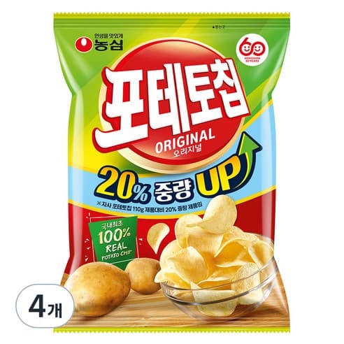 농심 포테토칩 132g 4개