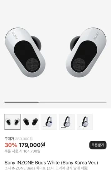 소니 인존 버즈 (카카오 페이 머니 156,465원)