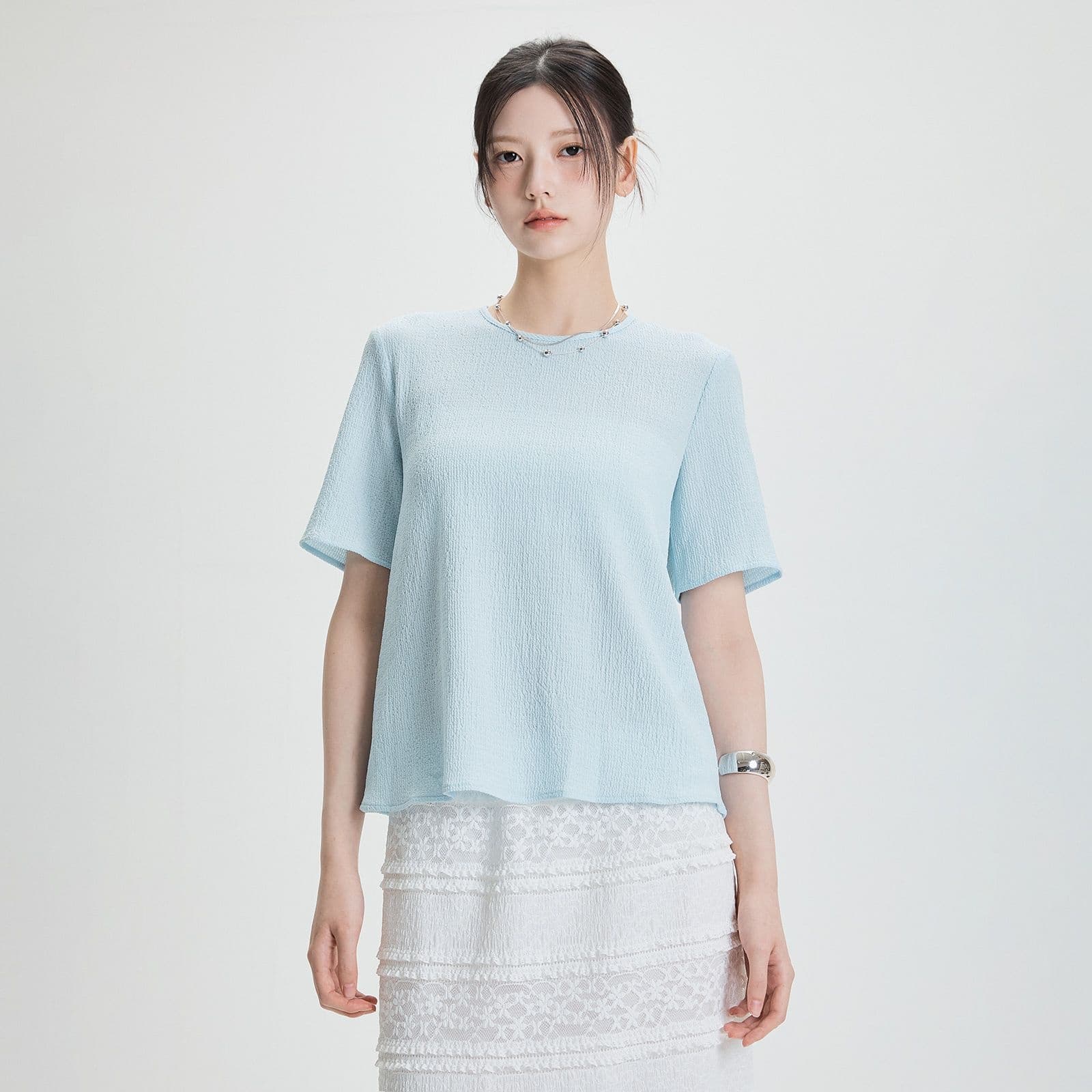 롯데온) [90~100] 미쏘 에센셜 반팔 티블라우스 17,220원