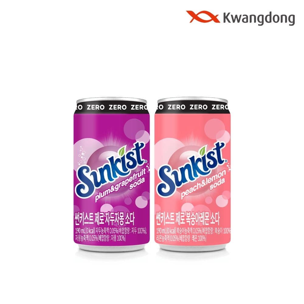 롯데온) 썬키스트 자두자몽,복숭아레몬 190ml 30+30캔 골라담기 18,950원
