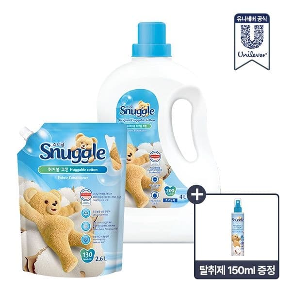 롯데온) 스너글 섬유유연제 4L + 2.6L + 리뉴얼탈취제 150ml 증정 22,900원