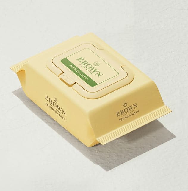 스팜)브라운 물티슈 엠보싱 고평량 프리미엄 그린 휴대용 20매 캡형 12팩 8,900원