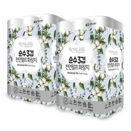 네이버>팀커머스 천연펄프 3겹 화장지(30m x 30롤)X2 두루마리휴지 16,400원