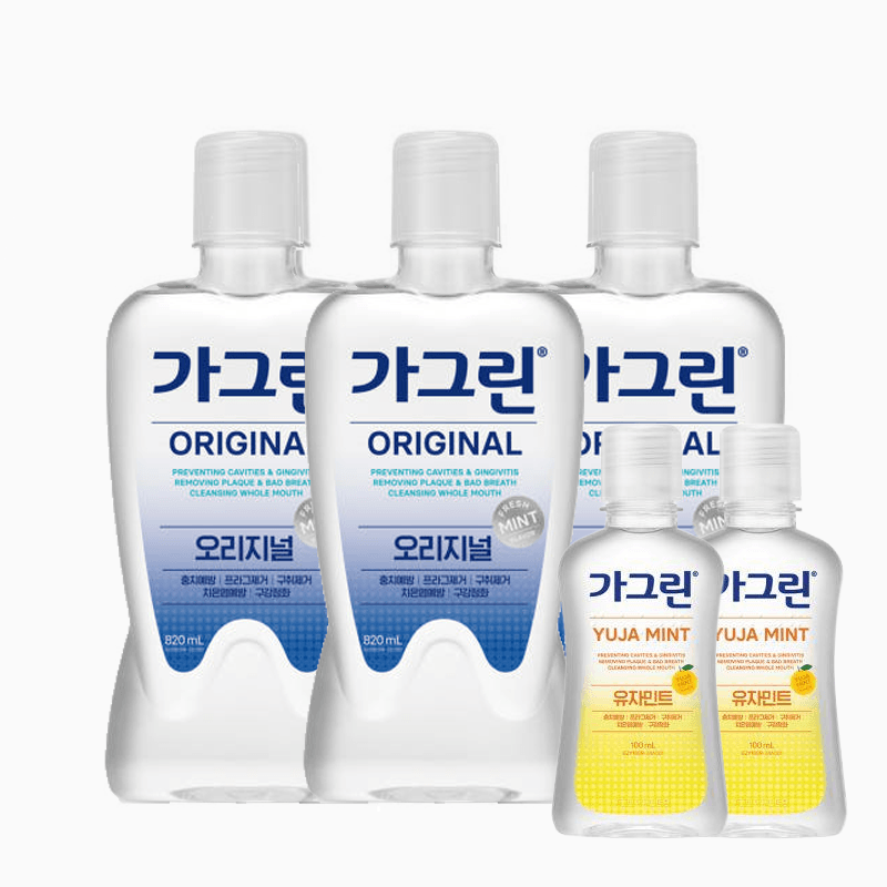 롯데온) 가그린 오리지널 제로 820ml 3개+ 유자민트 100ml 2개 증정 11900원