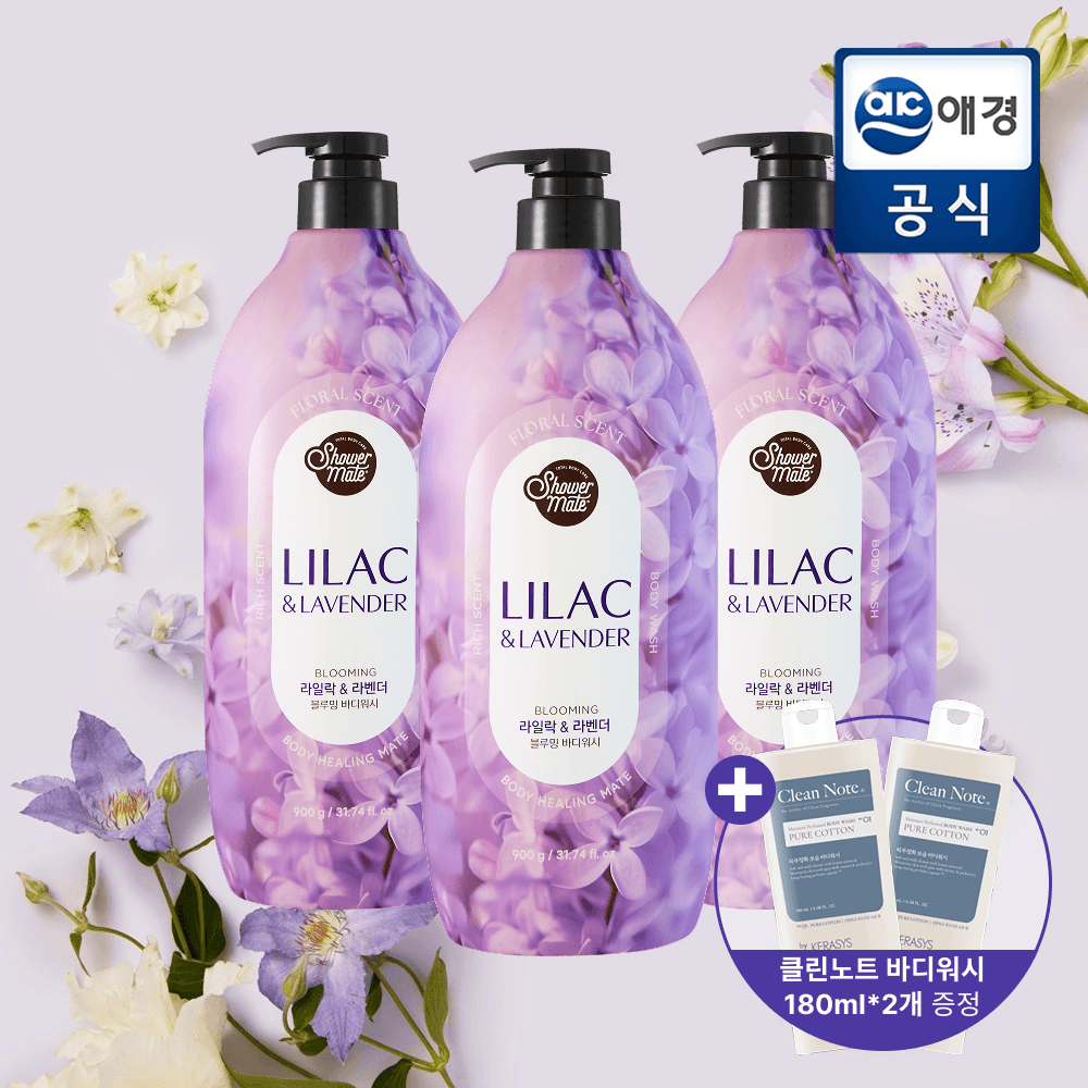 샤워메이트 플라워퍼퓸 바디워시 900g*3개, 180ml*2개