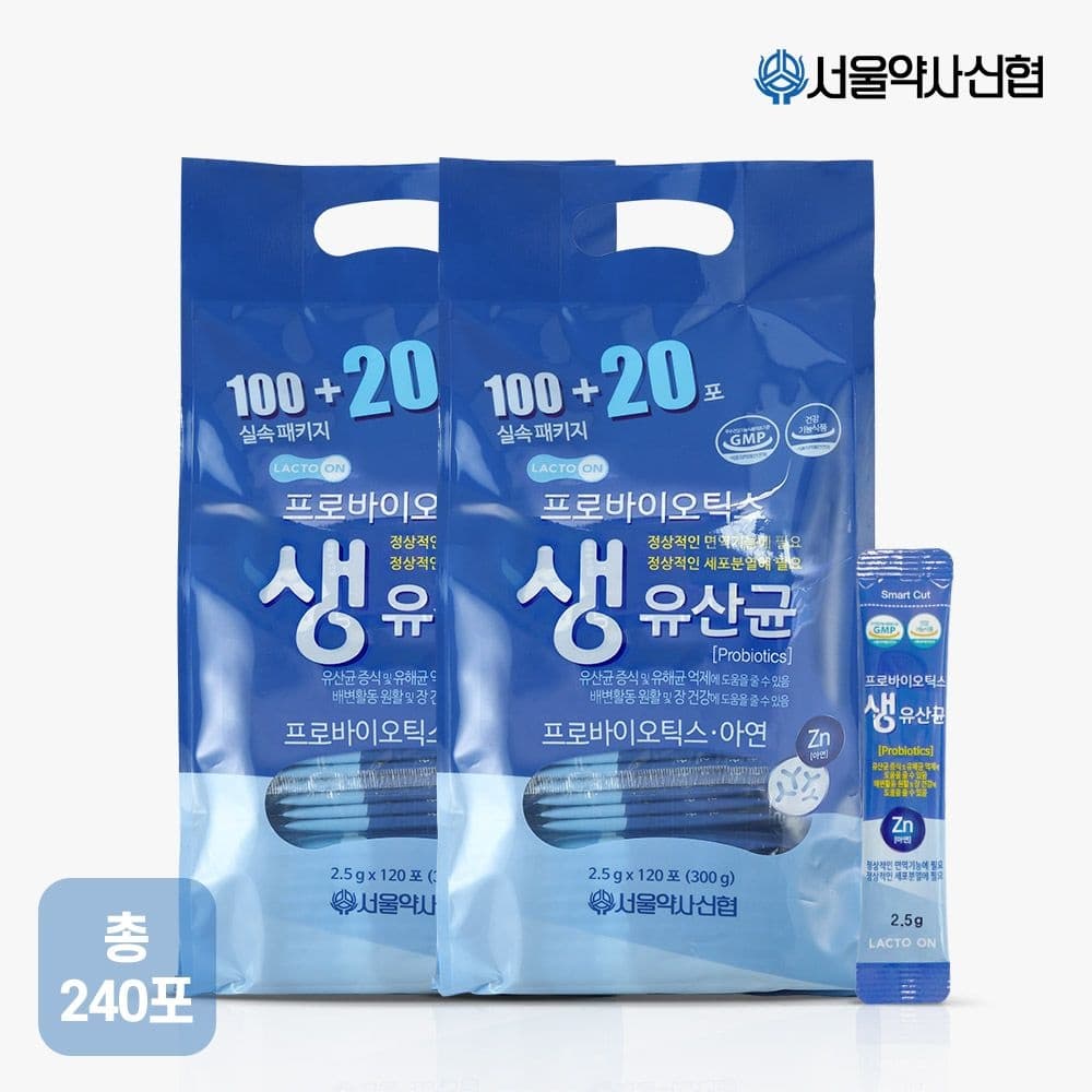 락토온 프로바이오틱스 생유산균 2.5g 120포 2개 600g